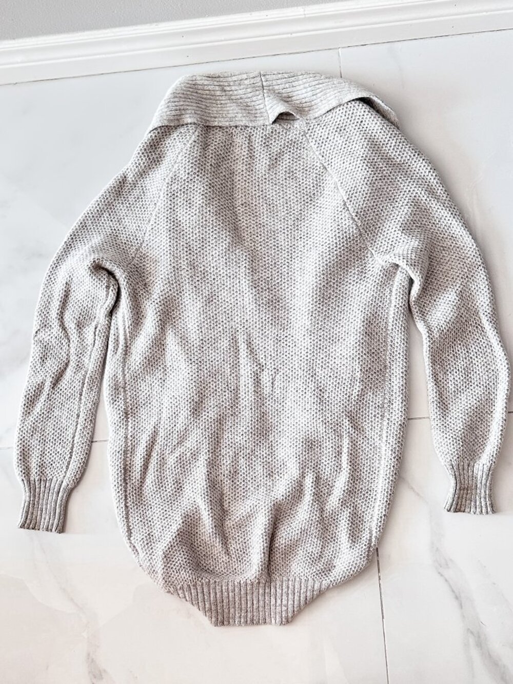 TALULA Light Grey Angora, Wool & Cashmere Blend Shawl Collar Open Front Cardigan - Picture 2 of 5